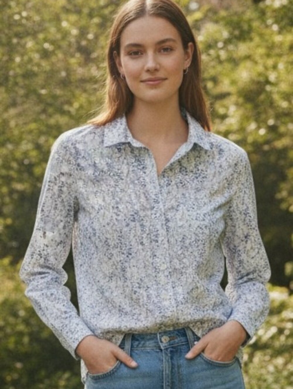 Old Navy Floral Button-Up Cotton Blouse – Size Small, 100% Cotton (Approx. 20.5”